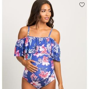 Pink blush maternity one piece bathing suit